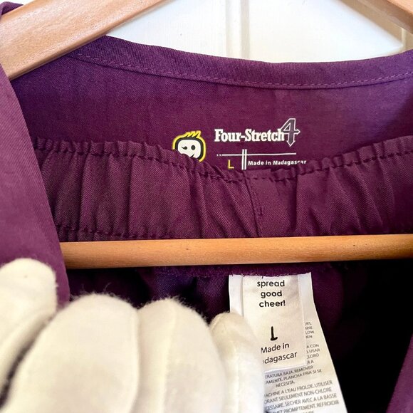 Four Stretch 4 New Set Scrubs L Unisex Purple Top Bottom - Picture 7 of 13